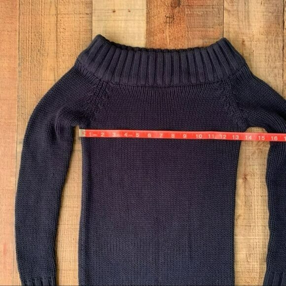 Decree women’s size small navy blue off the shoulder knit sweater - Picture 2 of 6
